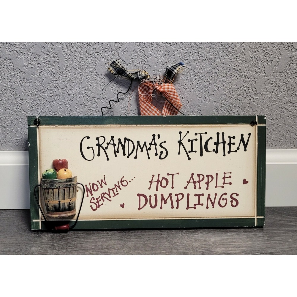 Grandma's Kitchen Now Serving Hot Apple Dumplings Wall Hanging Sign/Plaque
